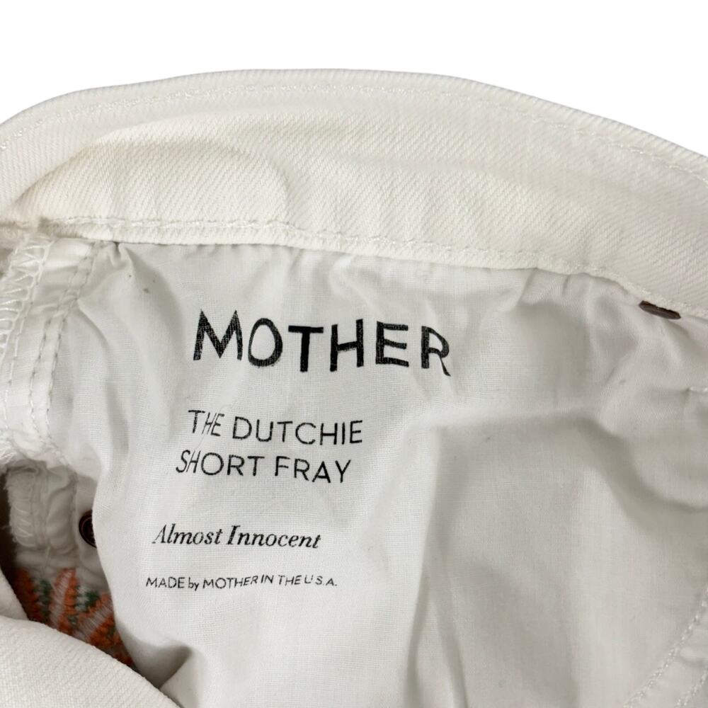 MOTHER The Dutchie Short Fray White Embroidered Floral Denim Shorts Size 27 - Picture 11 of 13